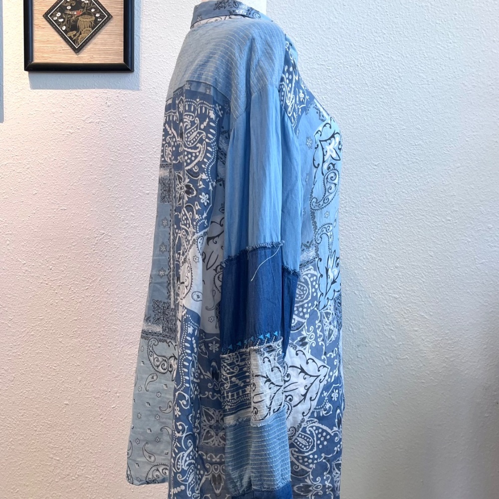 Johnny Was Oversized Embroidered Patchwork Shirt - Size XL - Like New - Picture 2 of 6